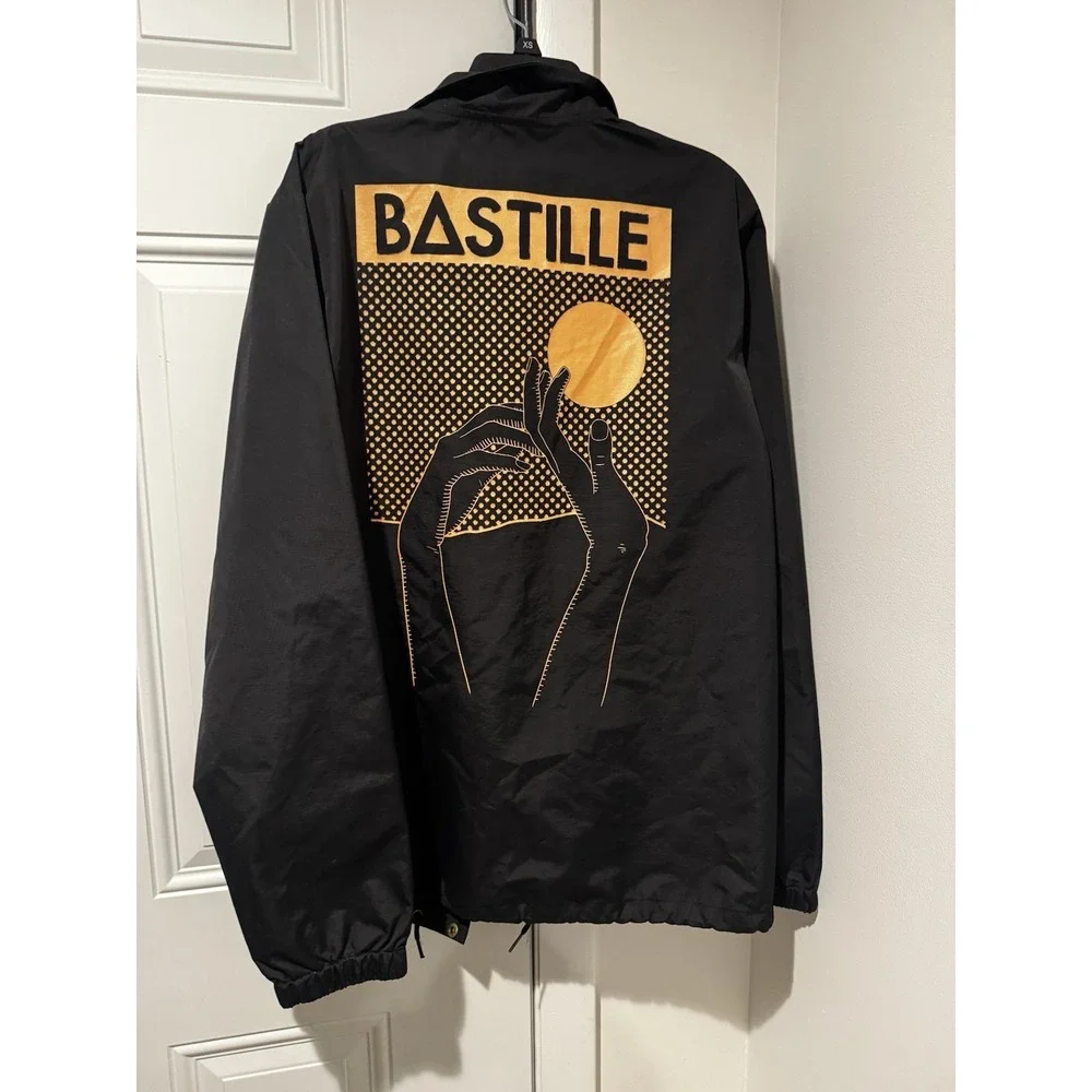 Bastille Doom Days Black Tour Coach Jacket Adult L Unisex Back Graphic 2019 Rare